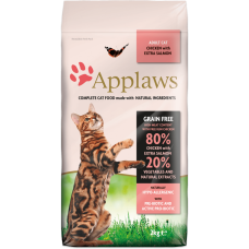 Applaws Adult Chicken with Extra Salmon - пълноценна храна с пилешко месо и сьомга, за котки над 12 месечна възраст 400 гр.